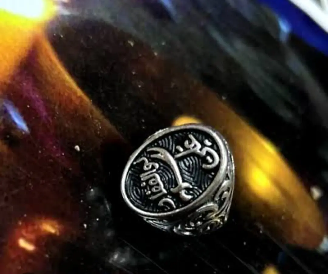 Picture of Zulfiqar Ali Sword lion's Ring. Zulfiqar Hazrat Ali Sword Ring. Hazrat Ali Sword Ring. Zulfiqar Sword Ring. Stainless Steel Silver Plated Ring - Silver