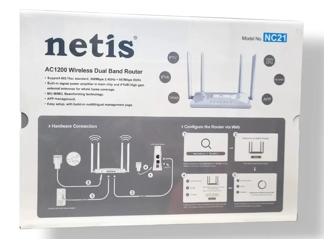 Picture of Netis NC21 AC1200 Wireless Dual band Fast Gaming Router - White