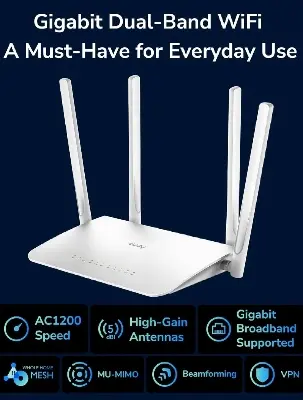 Picture of Cudy WR1200 AC1200 Dual Band WiFi Router - White