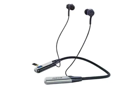 Picture of Recrsi RE-NY060 Wireless Neckband Bluetooth Earphones – 200H Backup, Fast Charging - Black