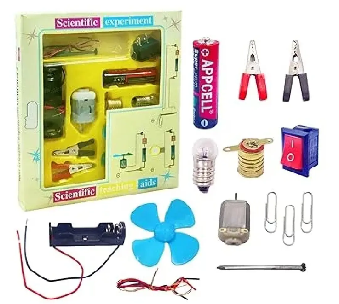 Picture of Scientific Experiment Kit - Scientific Kit for Kids, STEM Kit, Electric Circuit Kit for Students with Motor Fan Toy, DIY Science Kit for Students, Science Experiment Kit - Multicolor