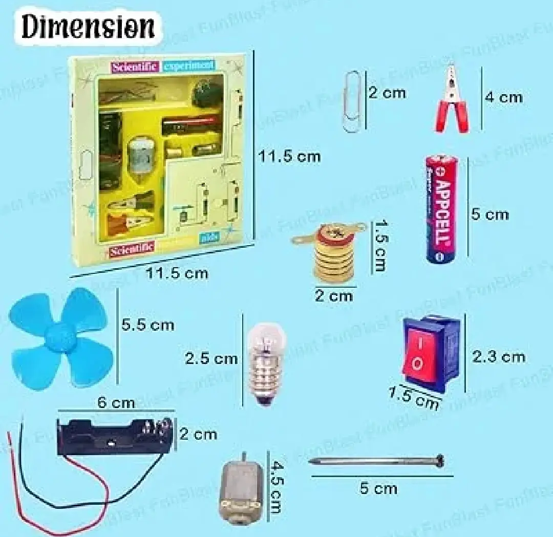 Picture of Scientific Experiment Kit - Scientific Kit for Kids, STEM Kit, Electric Circuit Kit for Students with Motor Fan Toy, DIY Science Kit for Students, Science Experiment Kit - Multicolor