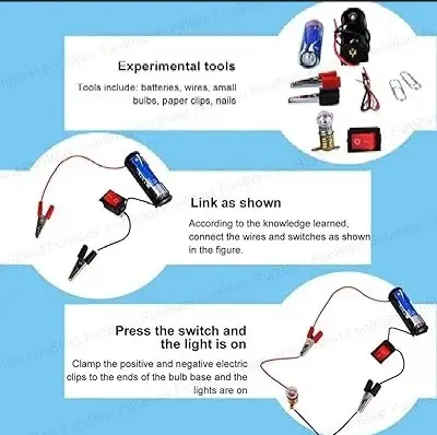 Picture of Scientific Experiment Kit - Scientific Kit for Kids, STEM Kit, Electric Circuit Kit for Students with Motor Fan Toy, DIY Science Kit for Students, Science Experiment Kit - Multicolor