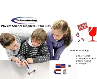 Picture of 10 PCS Physics Science Magnets KIT for Education Science Experiment Tools with Magnet Powder Including BAR/Ring/Horseshoe Magnetic toy early learning toy - Multicolor