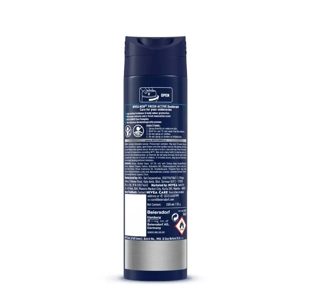 Picture of Nivea Men Body Spray Fresh Active - 150ml - Blue