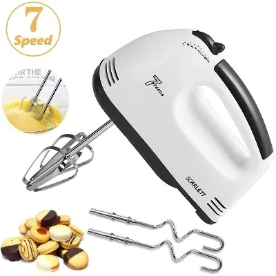Picture of Scarlett Electrical Hand Mixer Egg Beater Ice-cream Beater Cake Beater with 2 Stainless Steel Beaters 2 Dough Hooks
