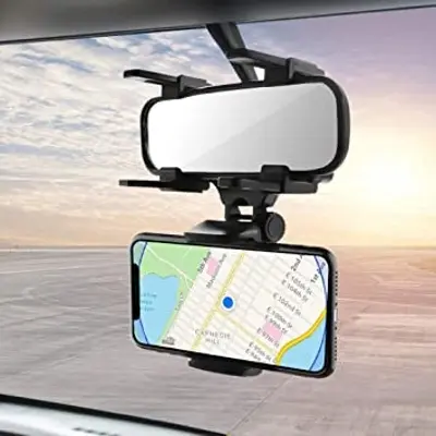 Picture of Public 360 Degrees Rearview Mirror Mount Stand Holder - Car Accessories - Keep Phone Secure In The Car 360-Degree Rearview Mirror Mount