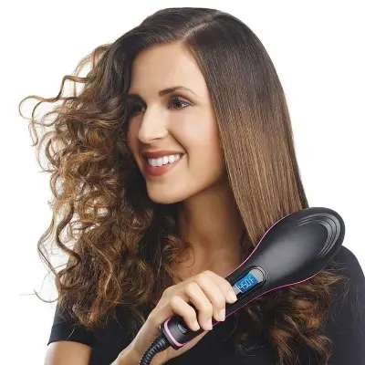 Picture of Professional Hair Straightener and Curling Iron Comb Brush
