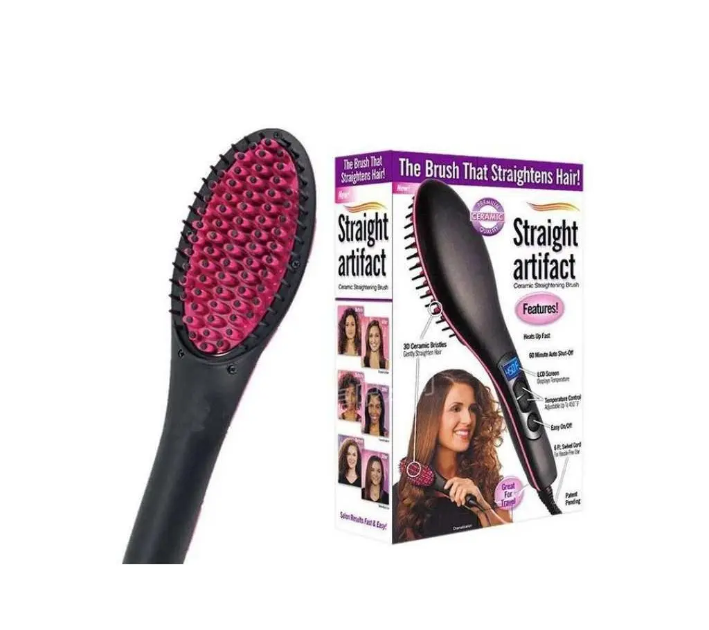 Picture of Professional Hair Straightener and Curling Iron Comb Brush