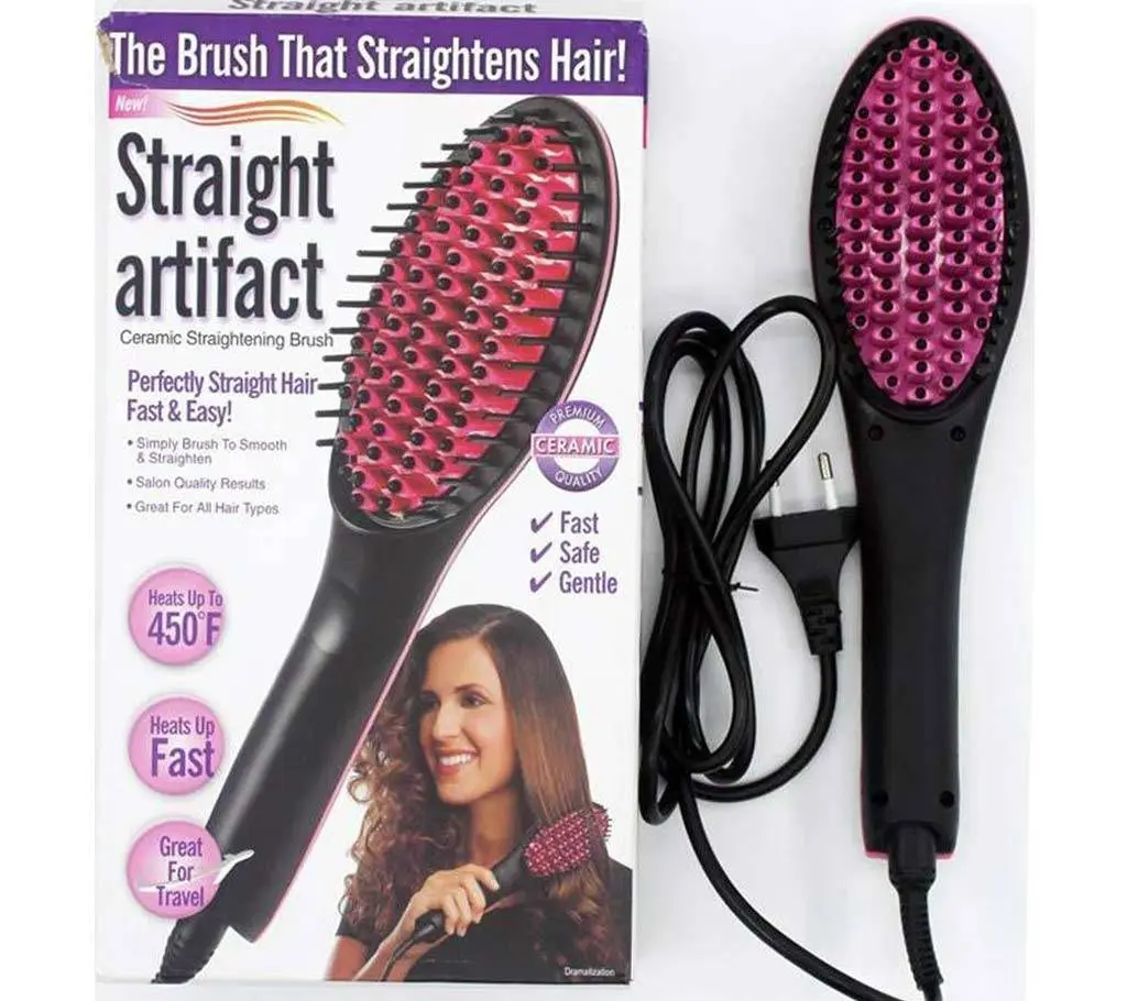 Picture of Professional Hair Straightener and Curling Iron Comb Brush