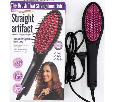 Picture of Professional Hair Straightener and Curling Iron Comb Brush