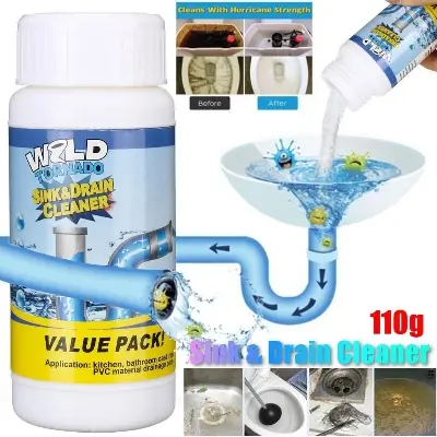 Picture of Pipe Drain Cleaner Kitchen Sink Toilet Drain Cleaner Block Unblock Powder Pipeline Clean