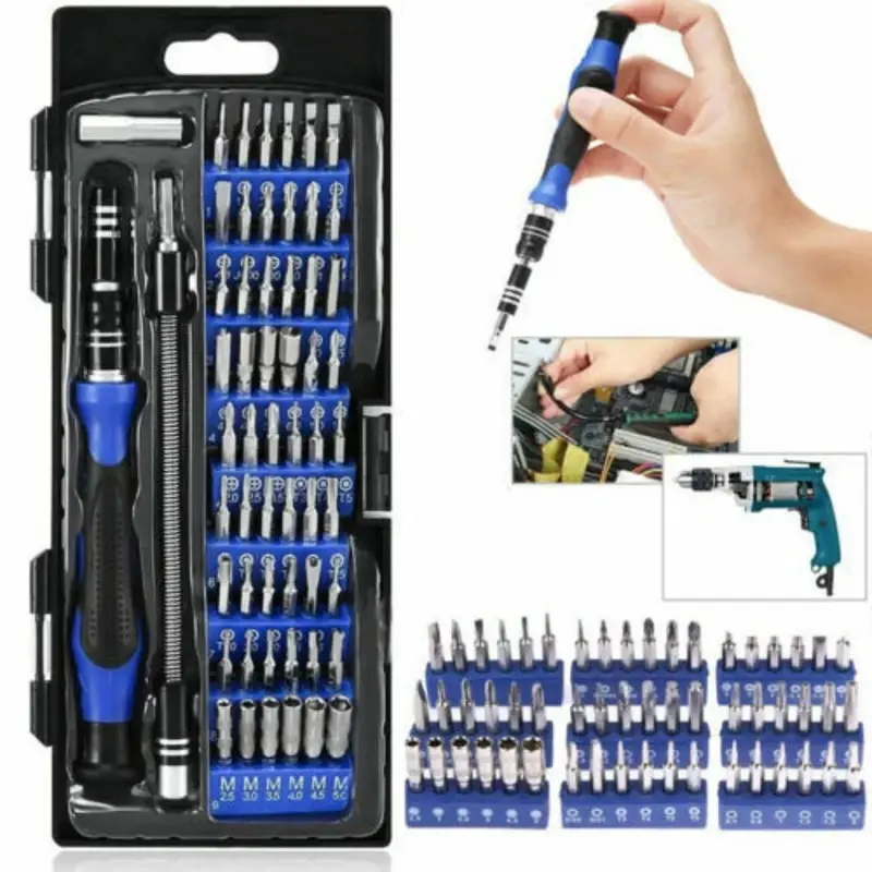 Picture of 58 in 1 Screwdriver Tool Set For Mobile Phone, Computer, Electronic Product repair, Camera Maintenance Hardware tool & Socket Nut Driver Tools Sets - Silver