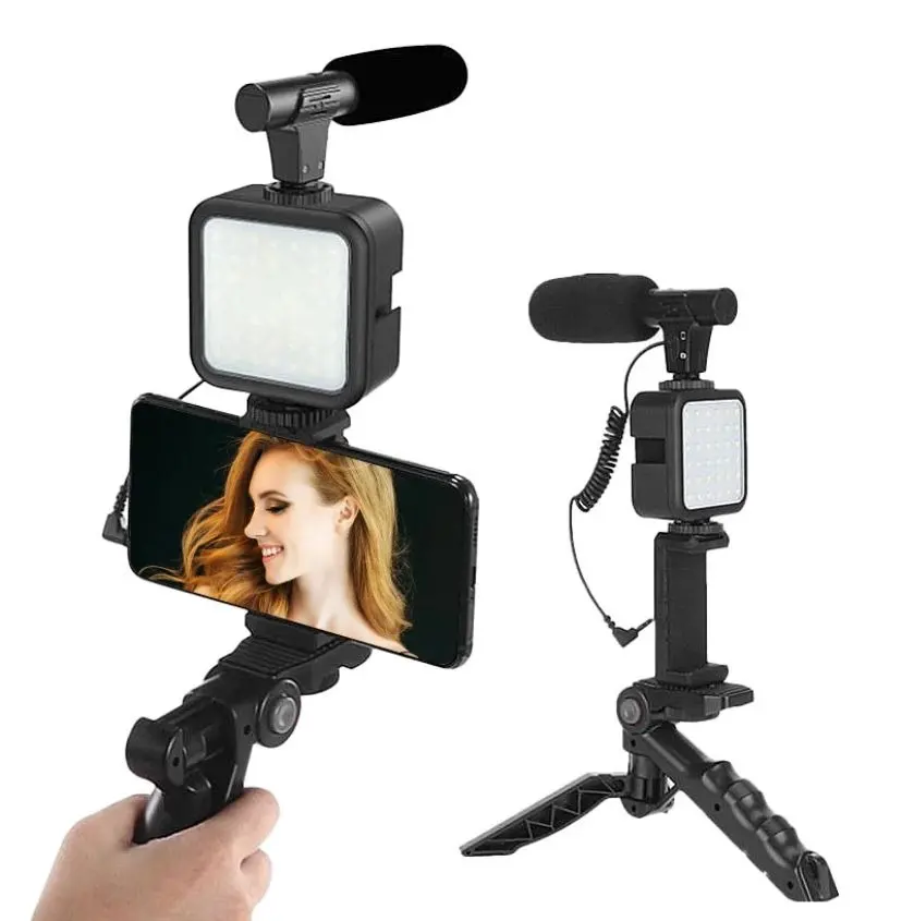 Picture of Remote Control Vlogging Video Making Kits Microphone LED Fill Light Mini Tripod Video Kit