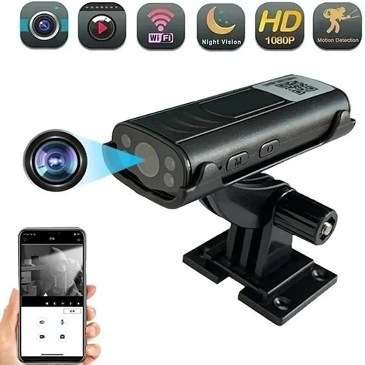 Picture of F3 Mini Camera WiFi Baby Monitor Indoor Safety Security Surveillance Camcorder IP Cam Audio Video Recorder Full HD 1080P Small IP Camera Cctv video Camera Motion Detection Indoor Wifi Professional Video Mini Cemera - Black