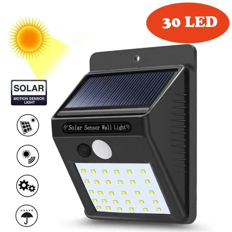Picture of 30 LED Motion Sensor Wall Solar Light Waterproof Security Lamp