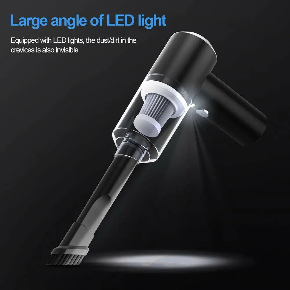 Picture of 2 in 1 Wireless Mini Vacuum Cleaner Home Cleaning LED, Portable for Car & Home Cleaning - Black