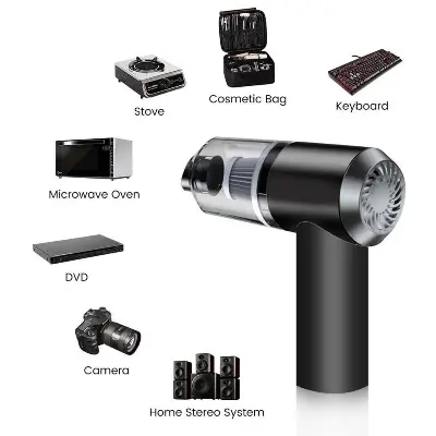 Picture of 2 in 1 Wireless Mini Vacuum Cleaner Home Cleaning LED, Portable for Car & Home Cleaning - Black