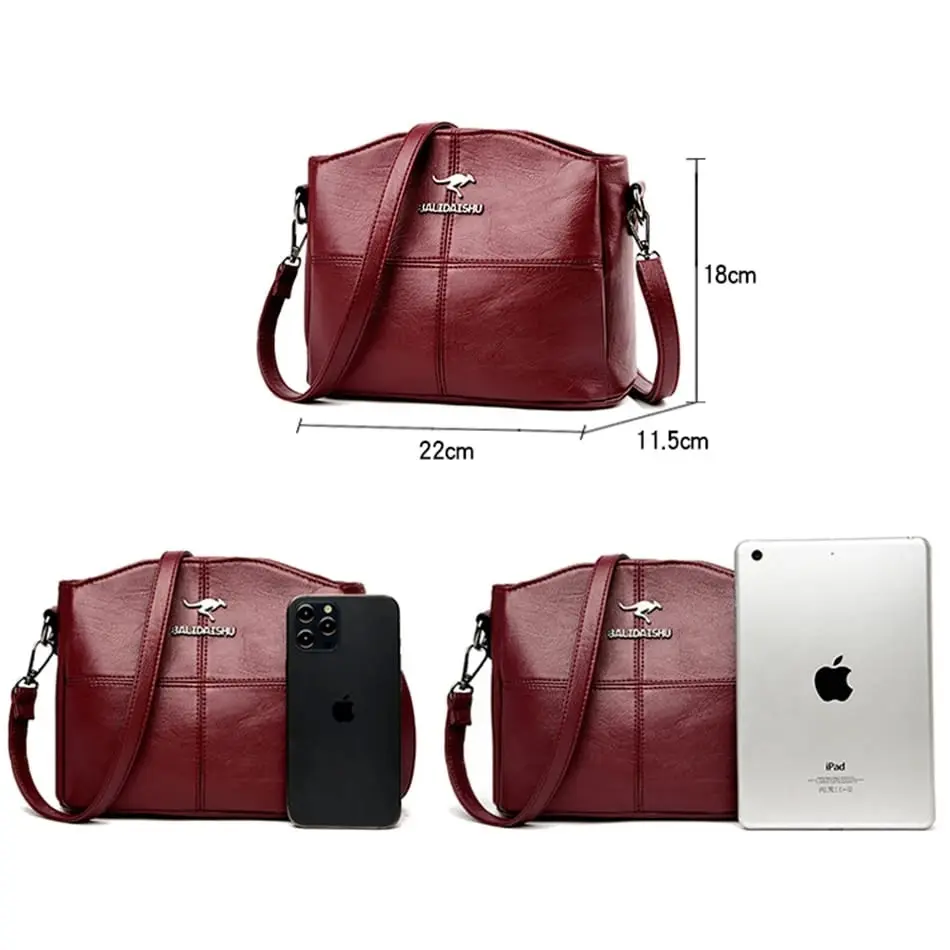 Picture of New Fashion Women's 3-layer PU Leather Handbags Small Shoulder Messenger Bags Designer Simple Tote  Ladies Bag