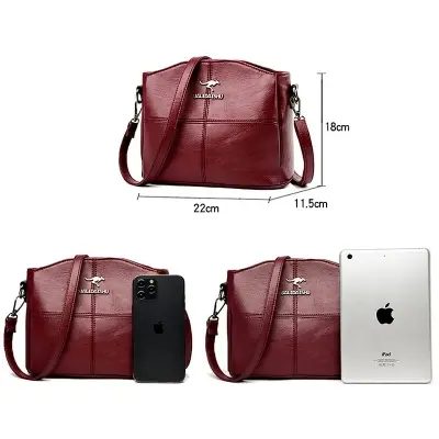 Picture of New Fashion Women's 3-layer PU Leather Handbags Small Shoulder Messenger Bags Designer Simple Tote  Ladies Bag