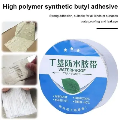 Picture of Super Strong Waterproof Tape Aluminum Foil Butyl Rubber Stop Leaks Seal Repair Tape Self Adhesive for Roof Hose Repair Flex Tape - Silver