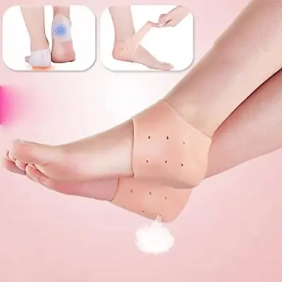 Picture of Silicone Gel Heel Pad Socks for Pain Relief for Men and Women Foot Care- 1 Pair - Pink - Foot