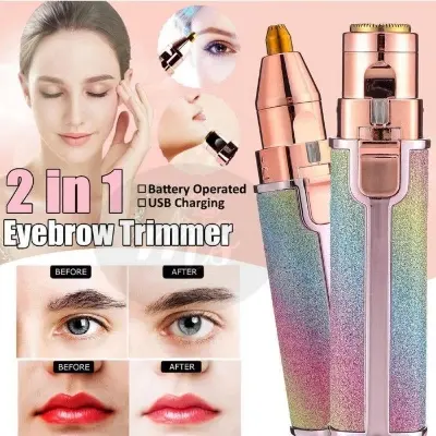 Picture of ReChargeable Flawless 2 in 1 Eye Brow And Facial Hair Remover Machine Hair Trimmer - Multicolor