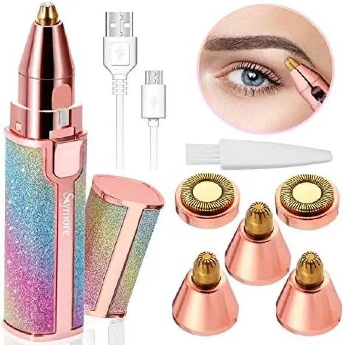Picture of ReChargeable Flawless 2 in 1 Eye Brow And Facial Hair Remover Machine Hair Trimmer - Multicolor