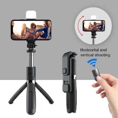 Picture of P20S Selfie Stick Foldable Mini Tripod with Fill Light - Black