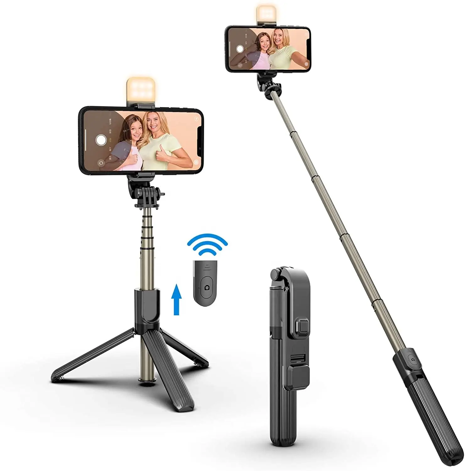 Picture of P20S Selfie Stick Foldable Mini Tripod with Fill Light - Black