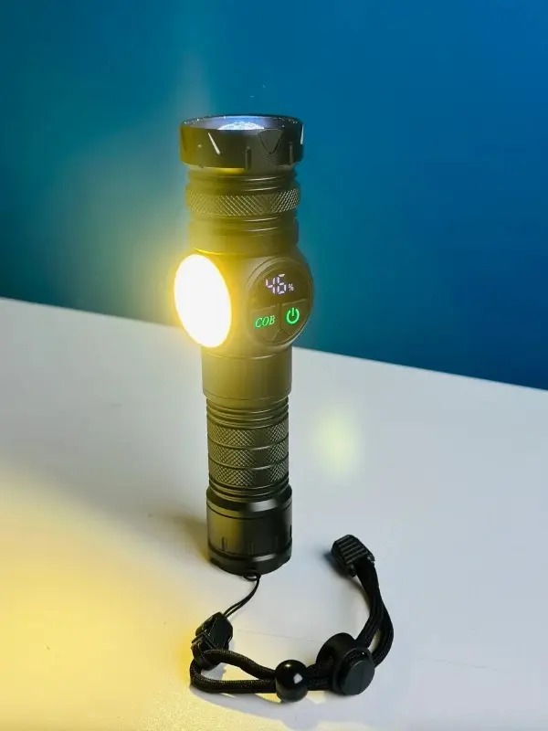 Picture of High Power LED Flashlight 10W COB LED Torch Rechargeable Super Power Torch Light - Black