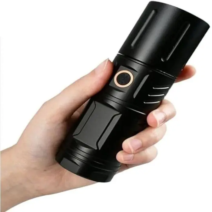 Picture of Super Power LED Rechargeable Torch Light With Power Bank Jumbo Torch Flashlight