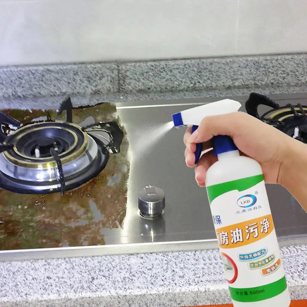 Picture of Kitchen oil & grease stain cleaning remover spray - White