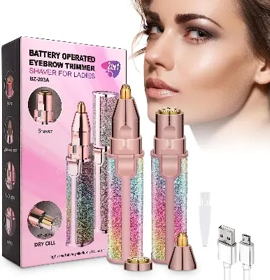 Picture of Usb Rechargeable New Flawless Eyebrow Trimmer For Women Painless Hair Remover Machine - Pink