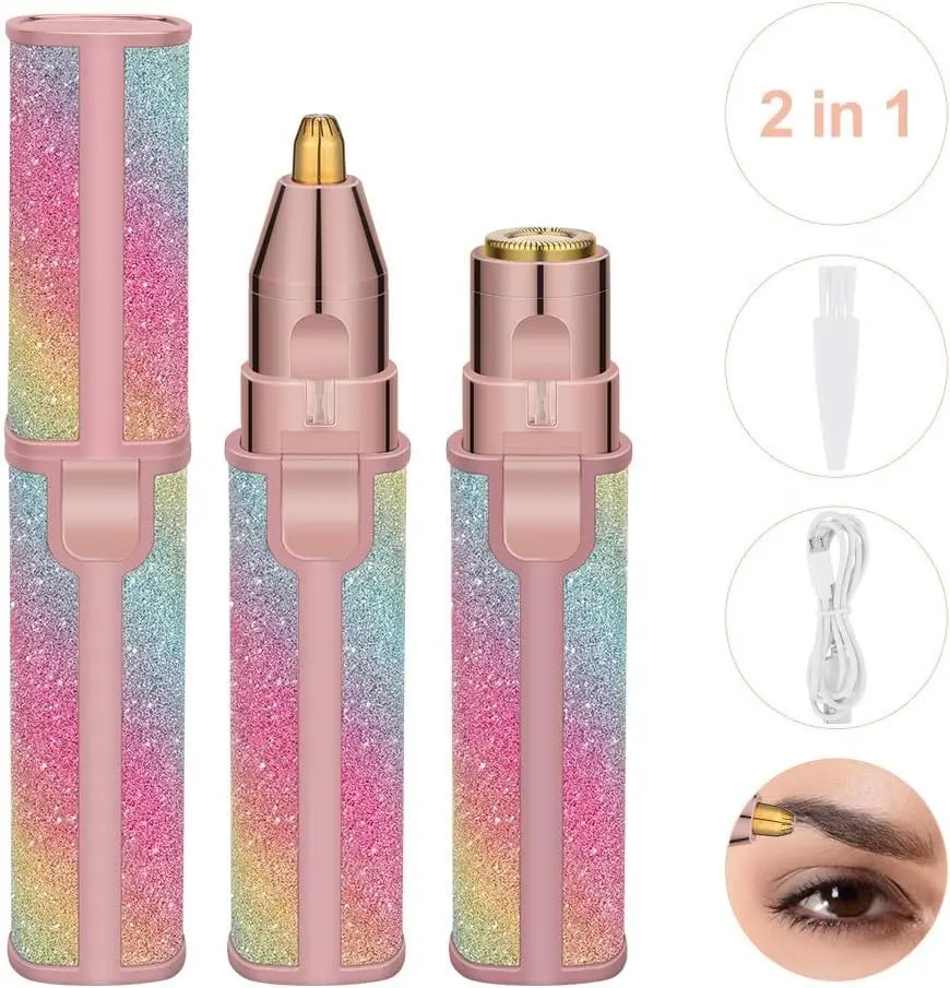 Picture of Usb Rechargeable New Flawless Eyebrow Trimmer For Women Painless Hair Remover Machine - Pink