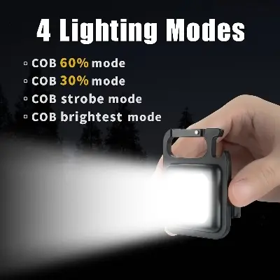 Picture of Rechargeable Mini LED Keychain Light Multifunction Portable USB Rechargeable Pocket Light - Black
