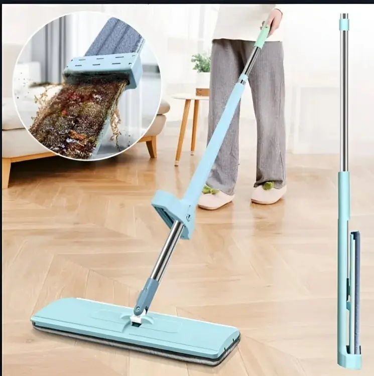 Picture of Flat Floor Cleaning Mop Healthy Dust Cleaner Mop Easy Cleaning Mop with Removable Washable Pad - Multicolor