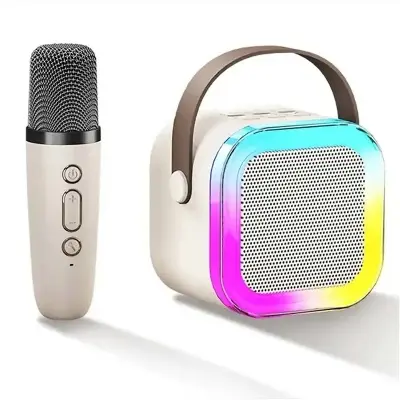 Picture of K12 Mini Karaoke Speaker With Mic bluetooth Speaker with Dual Microphone Wireless Family Singing KTV Mini Portable Karaoke - Multicolor