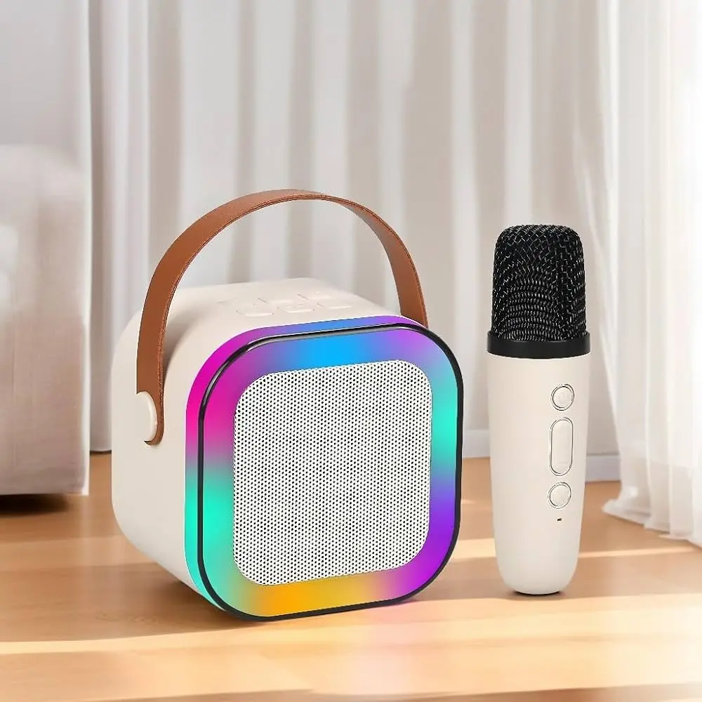 Picture of K12 Mini Karaoke Speaker With Mic bluetooth Speaker with Dual Microphone Wireless Family Singing KTV Mini Portable Karaoke - Multicolor