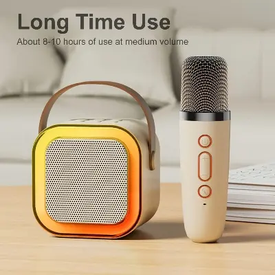 Picture of K12 Mini Karaoke Speaker With Mic bluetooth Speaker with Dual Microphone Wireless Family Singing KTV Mini Portable Karaoke - Multicolor