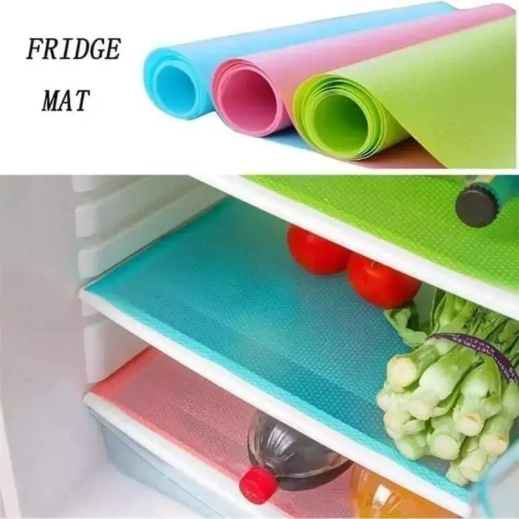 Picture of 4 Pcs Washable Refrigerator Mats, Waterproof Fridge Mats, Table Mats,Drawer Mats Kitchen Cabinet Pad Refrigerator Anti Slip Fridge Liner Mat - Multicolor