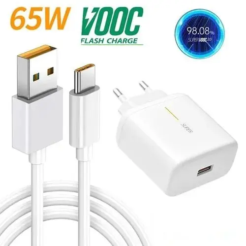 Picture of 65W Premium Quality Super Fast Smart Charger USB Type-C Vooc Flash First Charger Power Adapter - White