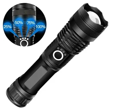 Picture of High Power Metal Body Rechargeable Led Flashlights LED Camping Torch Light - Black