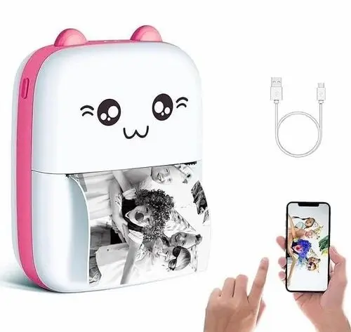 Picture of Mini Thermal Printer Wireless Bluetooth Photo Printer POS Pocket Mobile Sticker Printer Wireless Bluetooth Thermal Printing Portable Mini Printer Mini Pocket Printer - Multicolor