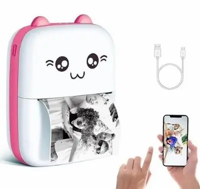 Picture of Mini Thermal Printer Wireless Bluetooth Photo Printer POS Pocket Mobile Sticker Printer Wireless Bluetooth Thermal Printing Portable Mini Printer Mini Pocket Printer - Multicolor