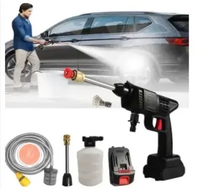 Picture of Portable Car Wash Washer Gun Cordless High Pressure Car Washer Spray Rechargeable 2 Type Wash Gun Electric Water Gun Machine Bike Washer Double Battery