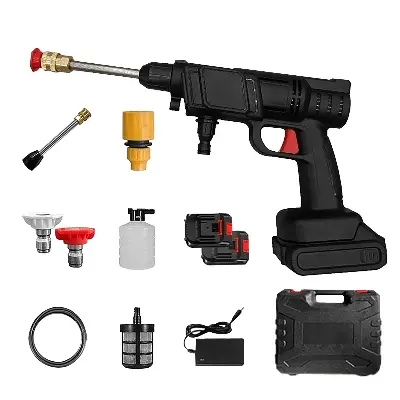 Picture of Portable Car Wash Washer Gun Cordless High Pressure Car Washer Spray Rechargeable 2 Type Wash Gun Electric Water Gun Machine Bike Washer Double Battery