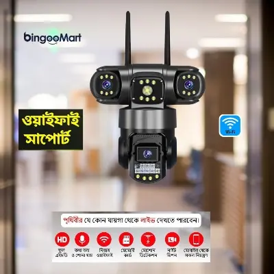 Picture of V380 PRO Three Lens WiFi IP Camera HD 3MP+3MP+3MP Outdoor Waterproof Two Way Full Color Night Vision PTZ CCTV Security Camera - Black