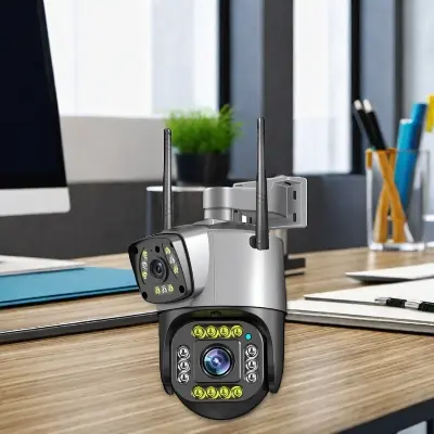 Picture of 4G Sim Support Dual Lens Speed Camera Outdoor Two Way Audio CCTV Home Security IP Camera Video Dome Camera V380 PRO Outdoor Waterproof, Auto Tracking, Color Night Vision Sim Support Duel Lens Waterproof IP Camera