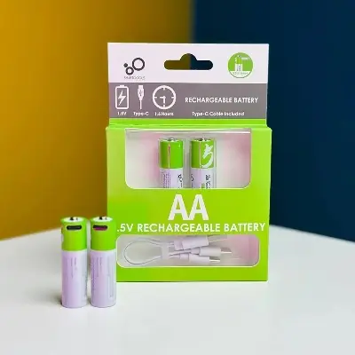 Picture of Smart Tools AA Rechargeable Battery 1.5v 2600 mah With Type C- Cable Powerful Rechargeable Battery- 2pcs - Green